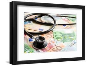 The Stethoscope and the Euro Banknotes-jirkaejc-Framed Photographic Print
