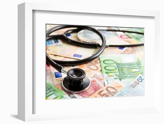 The Stethoscope and the Euro Banknotes-jirkaejc-Framed Photographic Print