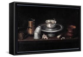 The Still Life Chocolate Breakfast of Chocolate Cup, Cups. Painting by Francisco De Zurbaran (1598--Francisco de Zurbaran-Framed Stretched Canvas