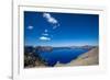 The still waters of Crater Lake, the deepest lake in the U.S.A., part of the Cascade Range, Oregon,-Martin Child-Framed Photographic Print