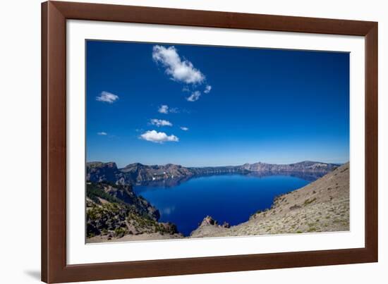 The still waters of Crater Lake, the deepest lake in the U.S.A., part of the Cascade Range, Oregon,-Martin Child-Framed Photographic Print