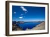 The still waters of Crater Lake, the deepest lake in the U.S.A., part of the Cascade Range, Oregon,-Martin Child-Framed Photographic Print