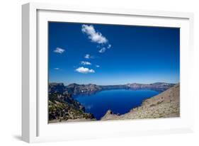 The still waters of Crater Lake, the deepest lake in the U.S.A., part of the Cascade Range, Oregon,-Martin Child-Framed Photographic Print