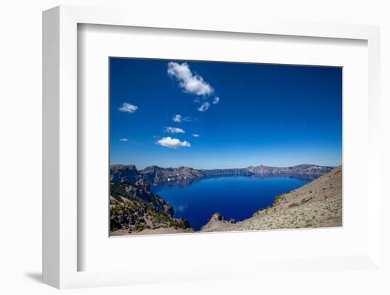 The still waters of Crater Lake, the deepest lake in the U.S.A., part of the Cascade Range, Oregon,-Martin Child-Framed Photographic Print