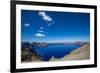 The still waters of Crater Lake, the deepest lake in the U.S.A., part of the Cascade Range, Oregon,-Martin Child-Framed Photographic Print