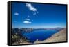 The still waters of Crater Lake, the deepest lake in the U.S.A., part of the Cascade Range, Oregon,-Martin Child-Framed Stretched Canvas