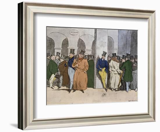 The Stock Exchange, engraved by Rougeron-Vignerot, 1856-Henri Bonaventure Monnier-Framed Giclee Print