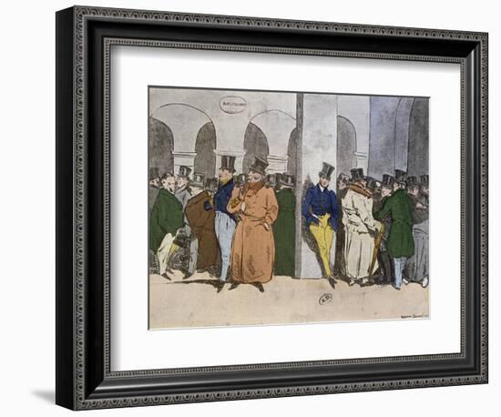 The Stock Exchange, engraved by Rougeron-Vignerot, 1856-Henri Bonaventure Monnier-Framed Giclee Print