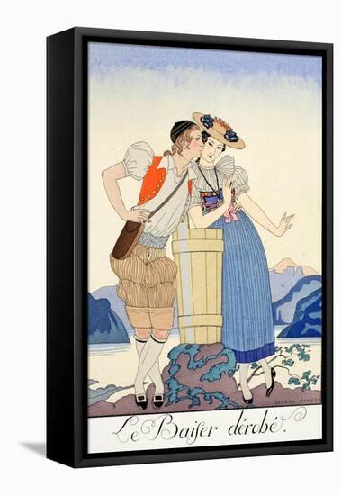 The Stolen Kiss-Georges Barbier-Framed Stretched Canvas