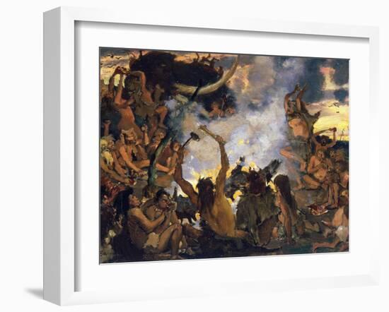 The Stone Age, a Feast, 1883-Viktor Mihajlovic Vasnecov-Framed Giclee Print