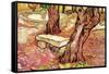 The Stone Bench in the Garden of Saint-Paul Hospital-Vincent van Gogh-Framed Stretched Canvas