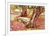 The Stone Bench in the Garden of Saint-Paul Hospital-Vincent van Gogh-Framed Premium Giclee Print