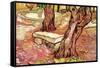 The Stone Bench In The Garden of Saint-Paul Hospital-Vincent van Gogh-Framed Stretched Canvas