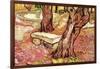 The Stone Bench In The Garden of Saint-Paul Hospital-Vincent van Gogh-Framed Art Print