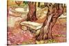 The Stone Bench In The Garden of Saint-Paul Hospital-Vincent van Gogh-Stretched Canvas