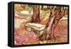 The Stone Bench In The Garden of Saint-Paul Hospital-Vincent van Gogh-Framed Stretched Canvas