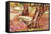 The Stone Bench In The Garden of Saint-Paul Hospital-Vincent van Gogh-Framed Stretched Canvas