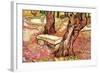 The Stone Bench In The Garden of Saint-Paul Hospital-Vincent van Gogh-Framed Art Print