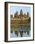 The Stone Causeway Leading to the Angkor Wat Temple in Evening Light, at Siem Reap, Cambodia, Asia-Gavin Hellier-Framed Photographic Print