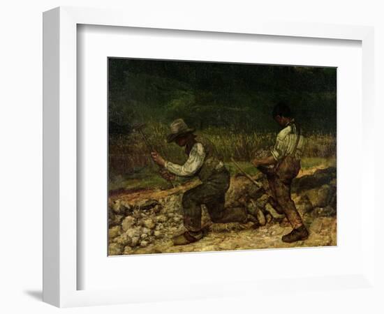 The Stonebreakers (Oil)-Gustave Courbet-Framed Giclee Print