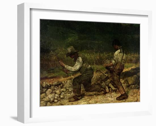 The Stonebreakers (Oil)-Gustave Courbet-Framed Giclee Print