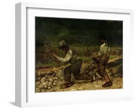 The Stonebreakers (Oil)-Gustave Courbet-Framed Giclee Print