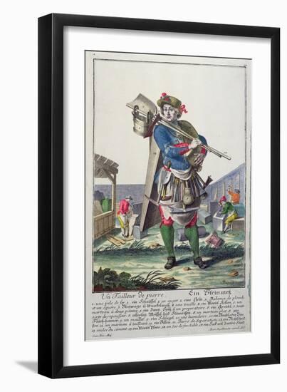 The Stonemason, c.1735-Martin Engelbrecht-Framed Premium Giclee Print