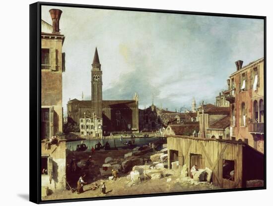 The Stonemason's Yard, C. 1726-30-Canaletto-Framed Stretched Canvas