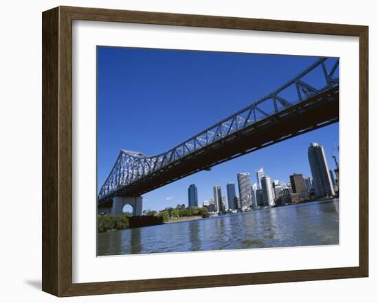 The Storey Bridge and City Skyline Across the Brisbane River, Brisbane, Queensland, Australia-Mark Mawson-Framed Photographic Print