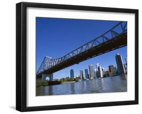 The Storey Bridge and City Skyline Across the Brisbane River, Brisbane, Queensland, Australia-Mark Mawson-Framed Photographic Print