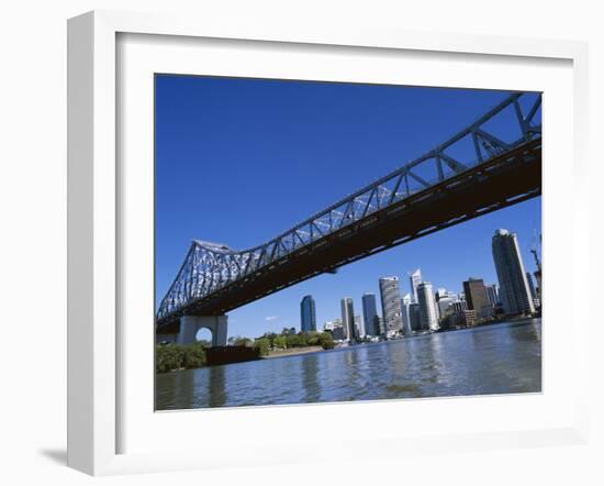 The Storey Bridge and City Skyline Across the Brisbane River, Brisbane, Queensland, Australia-Mark Mawson-Framed Photographic Print