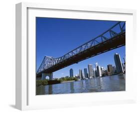 The Storey Bridge and City Skyline Across the Brisbane River, Brisbane, Queensland, Australia-Mark Mawson-Framed Photographic Print