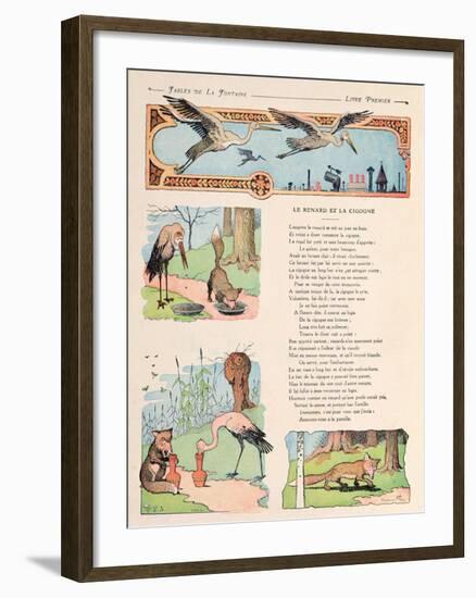 The Stork and the Fox, from the 'Fables' by Jean de la Fontaine-Benjamin Rabier-Framed Giclee Print
