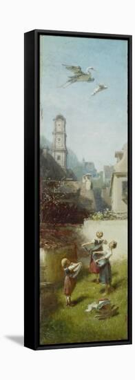 The Stork, ca. 1884/85-Carl Spitzweg-Framed Stretched Canvas