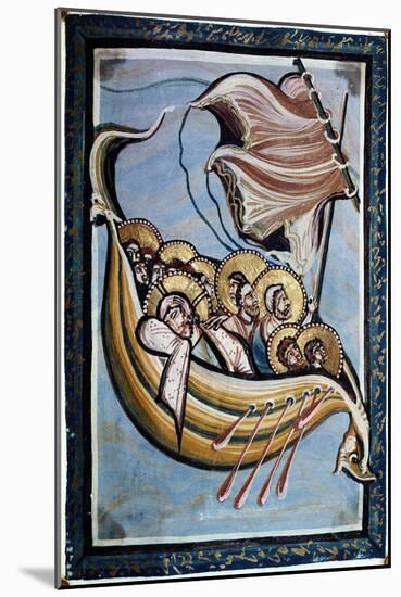 The Storm at Sea, from the Gospel of the Abbess Hitda, C.1020 (Vellum)-Ottonian Movement-Mounted Giclee Print