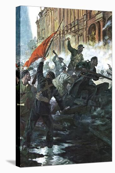 The Storming of the Winter Palace, St Petersburg, Russian Revolution, October 1917-null-Stretched Canvas