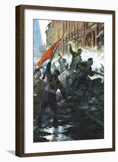 The Storming of the Winter Palace, St Petersburg, Russian Revolution, October 1917-null-Framed Giclee Print