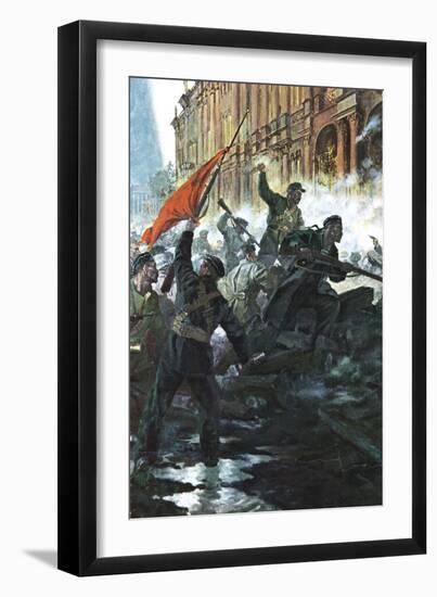 The Storming of the Winter Palace, St Petersburg, Russian Revolution, October 1917-null-Framed Giclee Print