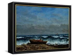 The Stormy Sea Or, the Wave-Gustave Courbet-Framed Stretched Canvas