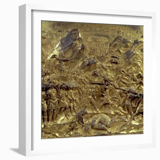 The Story of David and Goliath, One of Ten Relief Panels from the Gates of Paradise, 1425-52-Lorenzo Ghiberti-Framed Giclee Print