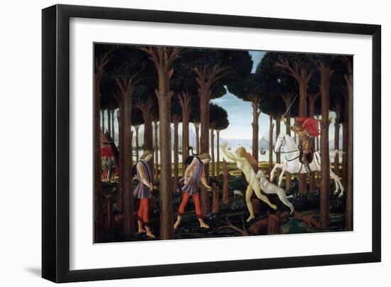 The Story of Nastagio Degli Onesti (First Episode), 1483 (From Boccaccio's Decameron)-Sandro Botticelli-Framed Giclee Print