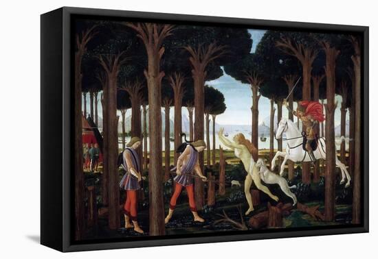 The Story of Nastagio Degli Onesti (First Episode), 1483 (From Boccaccio's Decameron)-Sandro Botticelli-Framed Stretched Canvas