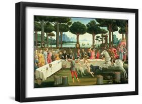 The Story of Nastagio Degli Onesti: Nastagio Arranges a Feast at Which the Ghosts Reappear, 1483-87-Sandro Botticelli-Framed Giclee Print