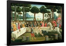 The Story of Nastagio Degli Onesti: Nastagio Arranges a Feast at Which the Ghosts Reappear, 1483-87-Sandro Botticelli-Framed Giclee Print