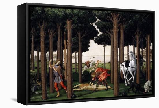 The Story of Nastagio Degli Onesti (Second Episode), 1483 (From Boccaccio's Decameron)-Sandro Botticelli-Framed Stretched Canvas