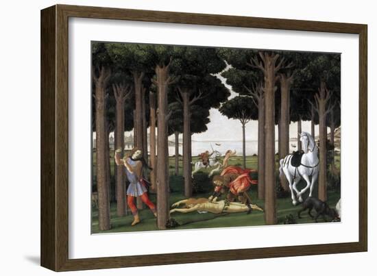 The Story of Nastagio Degli Onesti (Second Episode), Ca 1483-Sandro Botticelli-Framed Giclee Print