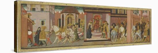 The Story of Trajan and the Widow, Panel from a Cassone, C.1450 (Tempera on Panel)-Giovanni Di Ser Giovanni Scheggia-Stretched Canvas
