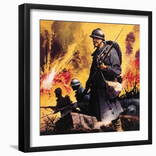 The Story of World War One: No Retreat -- the Battle Call at Verdun-Frank Bellamy-Framed Giclee Print