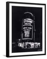 The Strand Theatre, London is Lit up at Night to Advertise the Play Maigret Starring Rupert Davies-null-Framed Premium Photographic Print