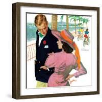 The Strategy of Love - Saturday Evening Post "Men at the Top", September 28, 1957 pg.32-Joe Bowler-Framed Giclee Print